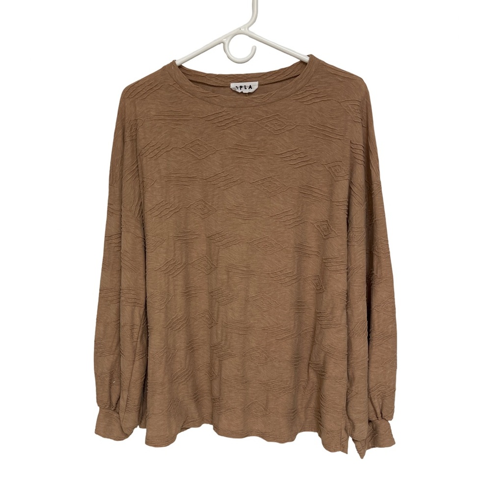 SPLA Textured Aztec Style Oversized Long Sleeve Top Women’s Small Tan